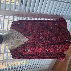 Lane Bryant Flowery Button Up Blouse in  Red - Size 14/16
